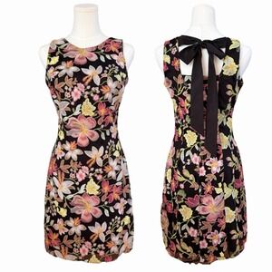 Sam Edelman Sephia Sheath Dress 6 Colorful Embroidered Floral Wedding Event Bow